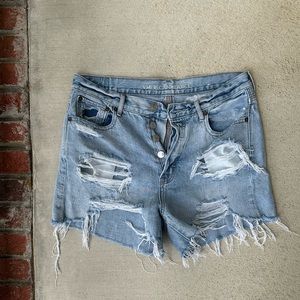 American Eagle Outfitters Light Blue Distressed Denim Jean Shorts